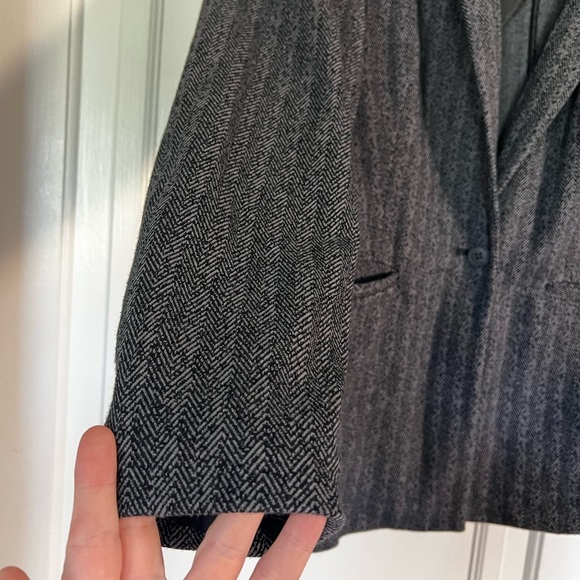 Old Navy Herringbone Blazer Women’s XL – Stretchy Black Gray One-Button Jacket - Picture 3 of 11